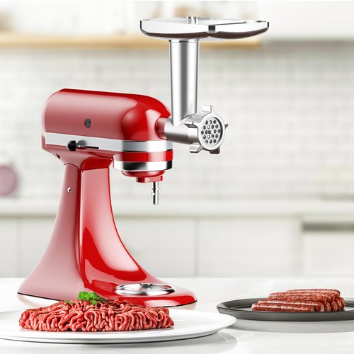 FGREEBLE Meat Grinder Attachment for KitchenAid Stand Mixer, Meat Grinder for KitchenAid Mixer With 4 Grinding Plates, 3 Sausage Stuffer Tubes and 2 Cutting Blades, Attachment for Kitchenaid Mixers