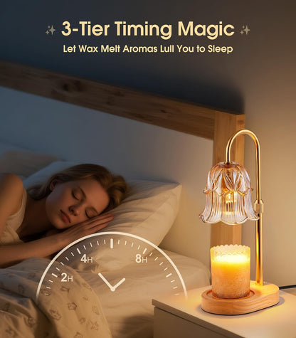 Skiennix Candle Warmer Lamp - Adjustable Timer & Height | Dimmable Vintage Base for Scented Wax Melts