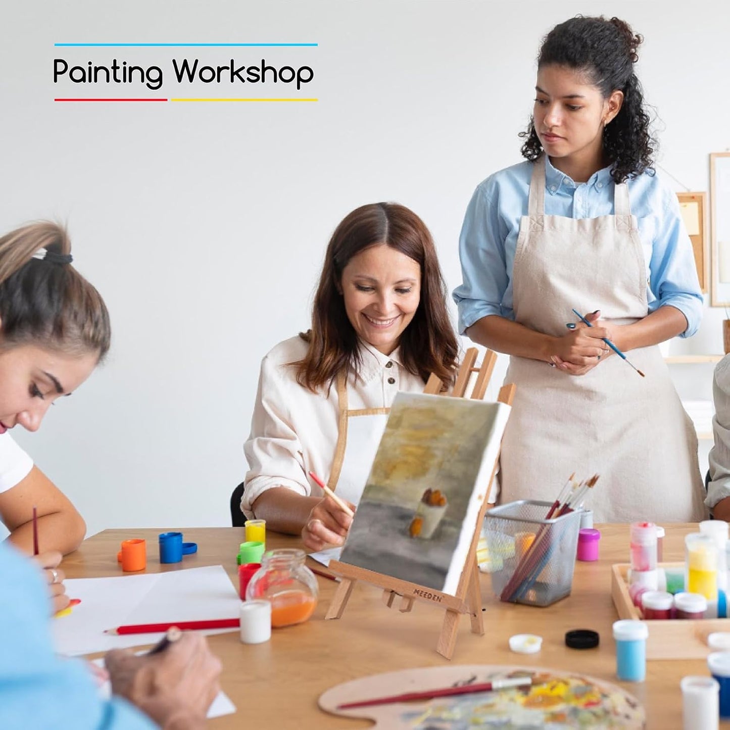MEEDEN Tabletop Easel Stand - 16" x 12" Pine Wood Display for Painting | Black Mini Easel for Signs & Pictures