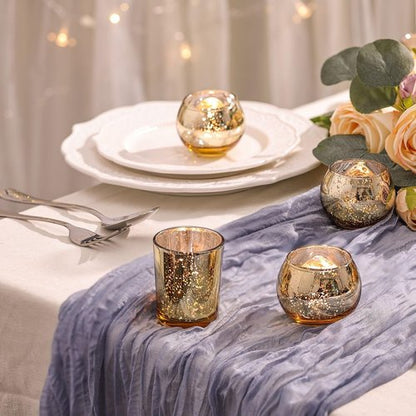 DEVI 48PCS Gold Votive Candle Holders - Elegant Mercury Glass for Weddings & Parties | Perfect for Tea Lights & Centerpieces