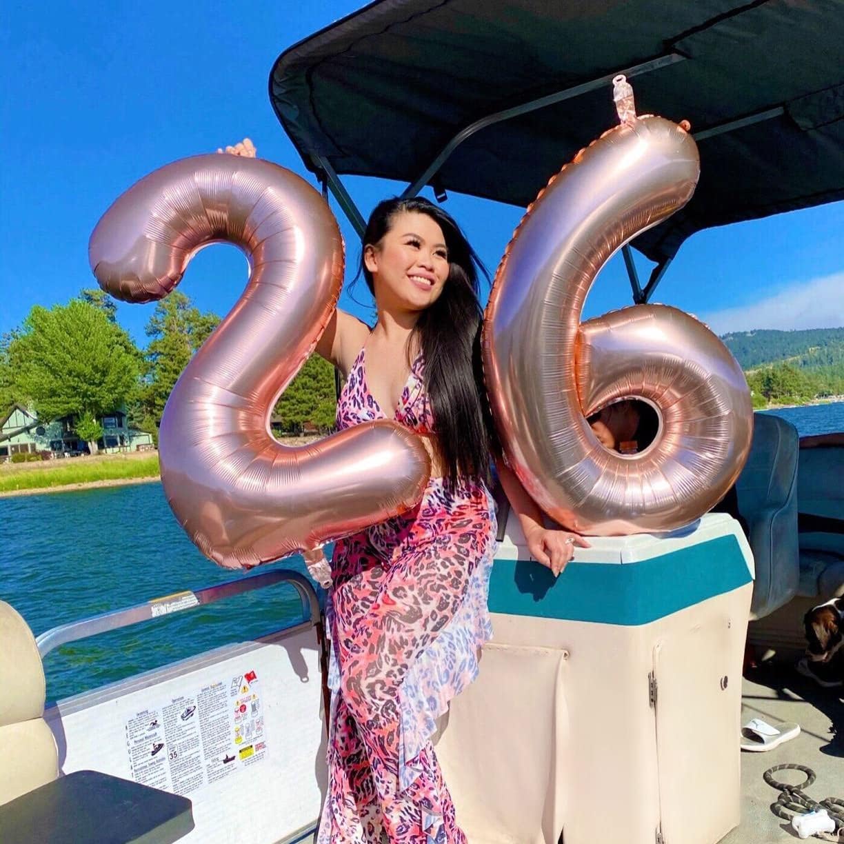 Rose Gold Foil Balloon Number 6 - 40'' Giant Self-Inflating Helium Balloon for Birthday & Graduation Celebrations