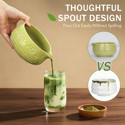 Skiennix Matcha Whisk Set - 8-Piece Ceramic Kit with Bowl, Chasen Holder, Scoop Rest & Sifter | Perfect Gift for Matcha Lovers