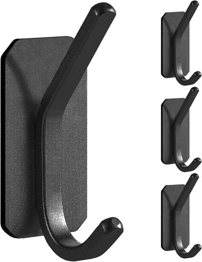 Paoli Heavy Duty Adhesive Hooks - 30 lb Maximum Load | Self-Adhesive, Versatile Colors & Styles (4pc, Black)