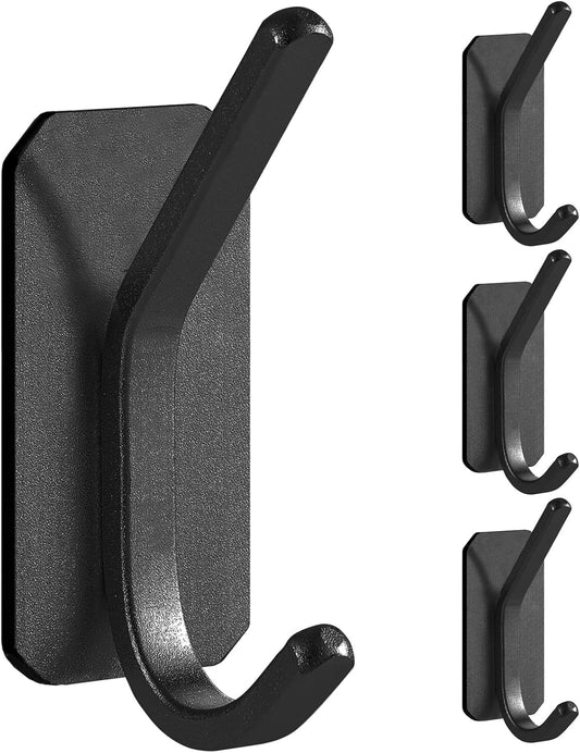 Paoli Heavy Duty Adhesive Hooks - 30 lb Maximum Load | Self-Adhesive, Versatile Colors & Styles (4pc, Black)