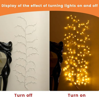 2Pcs Enchanted Willow Vine Lights - 144 LEDs, 18-Branch Wall Decor, White - Variation: White-2pcs