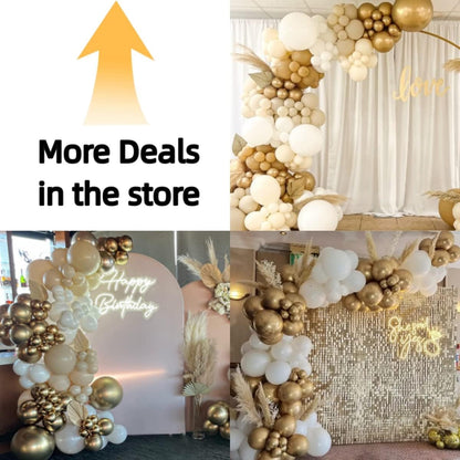 Bezente White Gold Balloon Arch Garland Kit - 100Pcs Metallic Chrome & Gold Confetti for Weddings & Parties