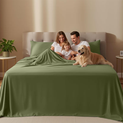 Utopia Bedding California King Size Sheet Set – 4 Piece Bed Sheets, Soft and Breathable Microfiber, Includes 1 Fitted Sheet, 1 Flat Sheet and 2 Pillowcases – Oeko Tex (Olive)