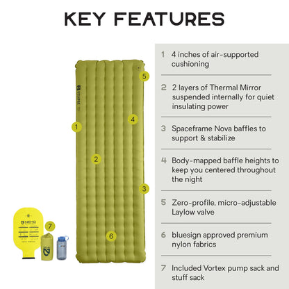 Nemo Equipment Eclipse All-Season Lightweight Insulated Sleeping Pad - Birch Bud/Stormy Night - Long Wide (76"x25")