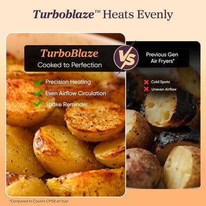 Cosori 9-in-1 TurboBlaze Air Fryer - Smart Control, 6 Qt, Precise Heating, Cream Finish