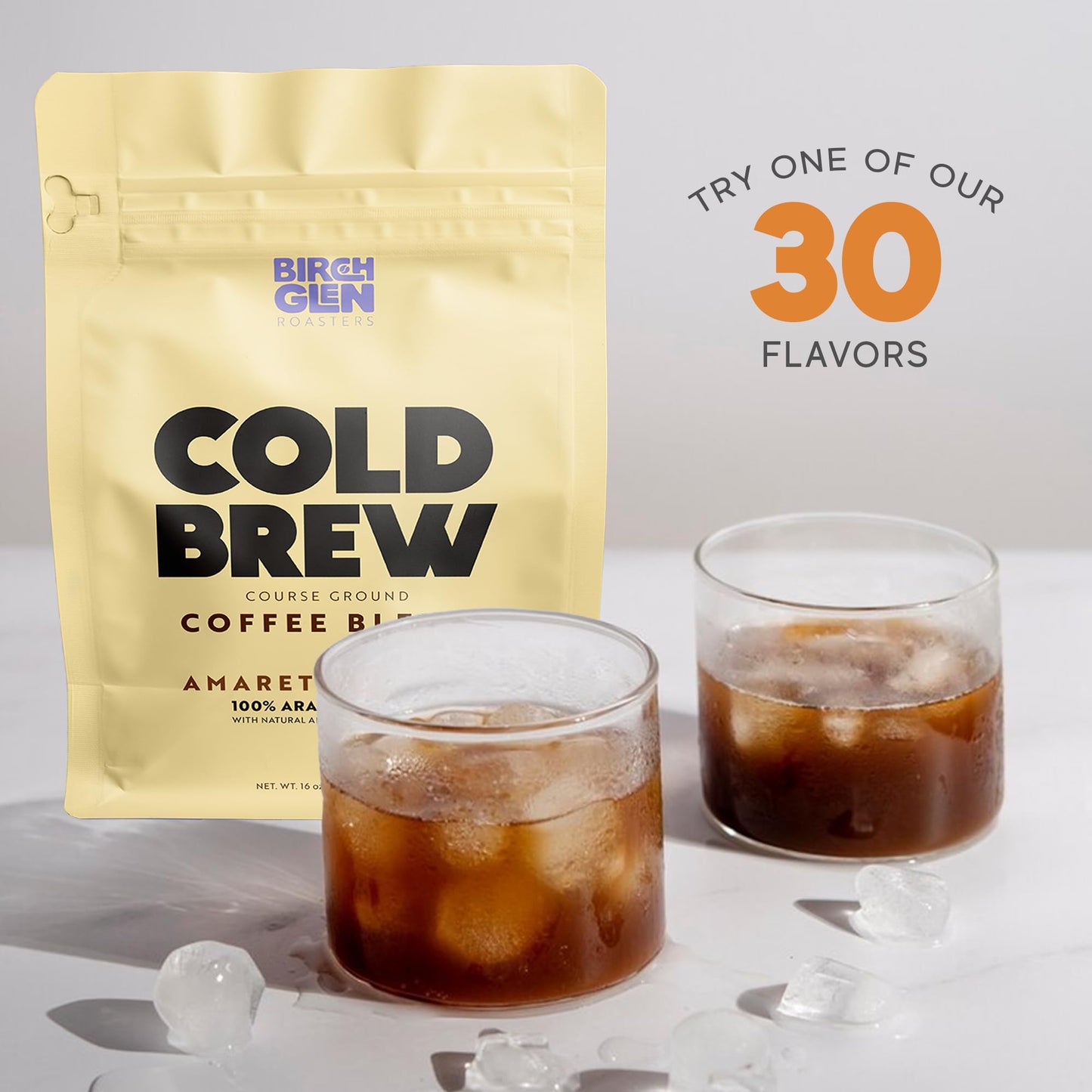 Birch Glen Roasters Cold Brew Coffee | Flavored Coarse Ground Coffee | Medium Roast | Artisanal Roasting | 100% Arabica |1 LB Bag | Banana Foster