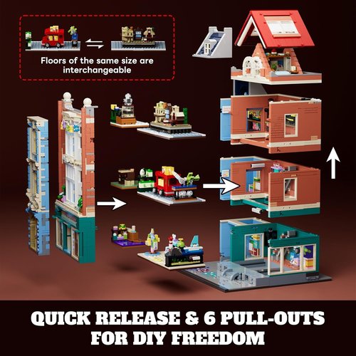 Lumibricks Building Bricks Set - City Town Modular Dollhouse with LED Light Display | 3086 Pcs Construction Kit for Teens & Adults