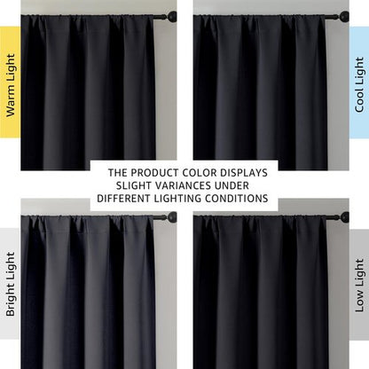 OWENIE Sally Blackout Curtains 84 Inches Long 2 Panels Set for Bedroom Living Room, Solid Thermal Insulated Privacy Room Darkening Window Treatment Drapes, 2 Pcs Each W40 x L84 Inch, Black