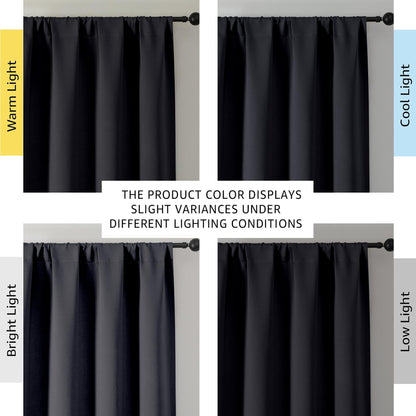 OWENIE Sally Blackout Curtains for Bedroom 63 Inch Length 2 Panels Set, Solid Thermal Insulated Room Darkening Rod Pocket Privacy Window Treatment Curtains Blackout Drapes, W40 x L63 Inch, Black