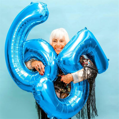 Large Blue Number 6 Balloons by [Brand Name] - Self-Inflating Foil Helium Balloons for 6th Birthday & Anniversaries