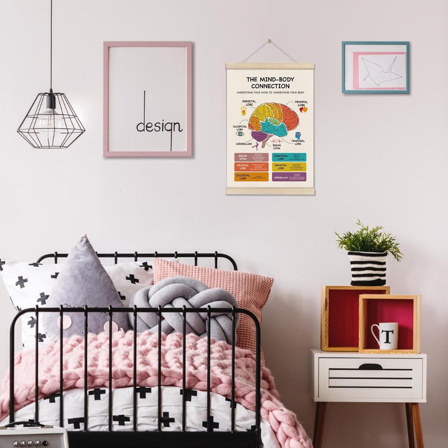 Skiennix Mental Health Poster Hanger Frame - Brain Anatomy Artwork for Therapy & School | 16x12 Inch