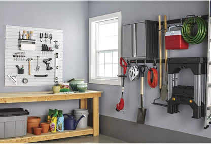 Rubbermaid FastTrack Garage Hook Organizers - Powder Coated Metallic for Ladders, Tools & Bikes (4 Pack)