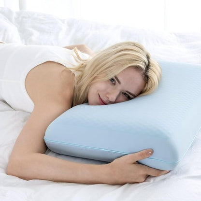 EGOHOME Cooling Gel Memory Foam Pillow - Reversible Cover for All Sleep Positions | Machine Washable, Standard Size, Blue