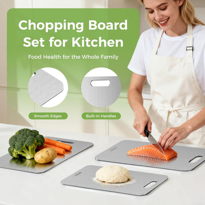 Titanium Cutting Board Set by [Brand Name] - 3 Double-Sided Boards for Raw & Cooked Food | Non-Toxic, Dishwasher Safe