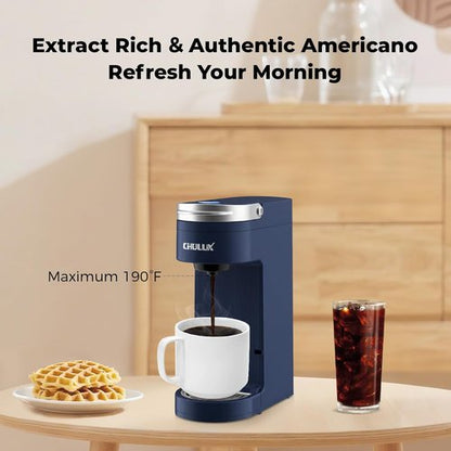 CHULUX Single Serve Coffee Maker - Fast Brewing K-Cup Machine for Travel Mugs | Matte Navy Finish