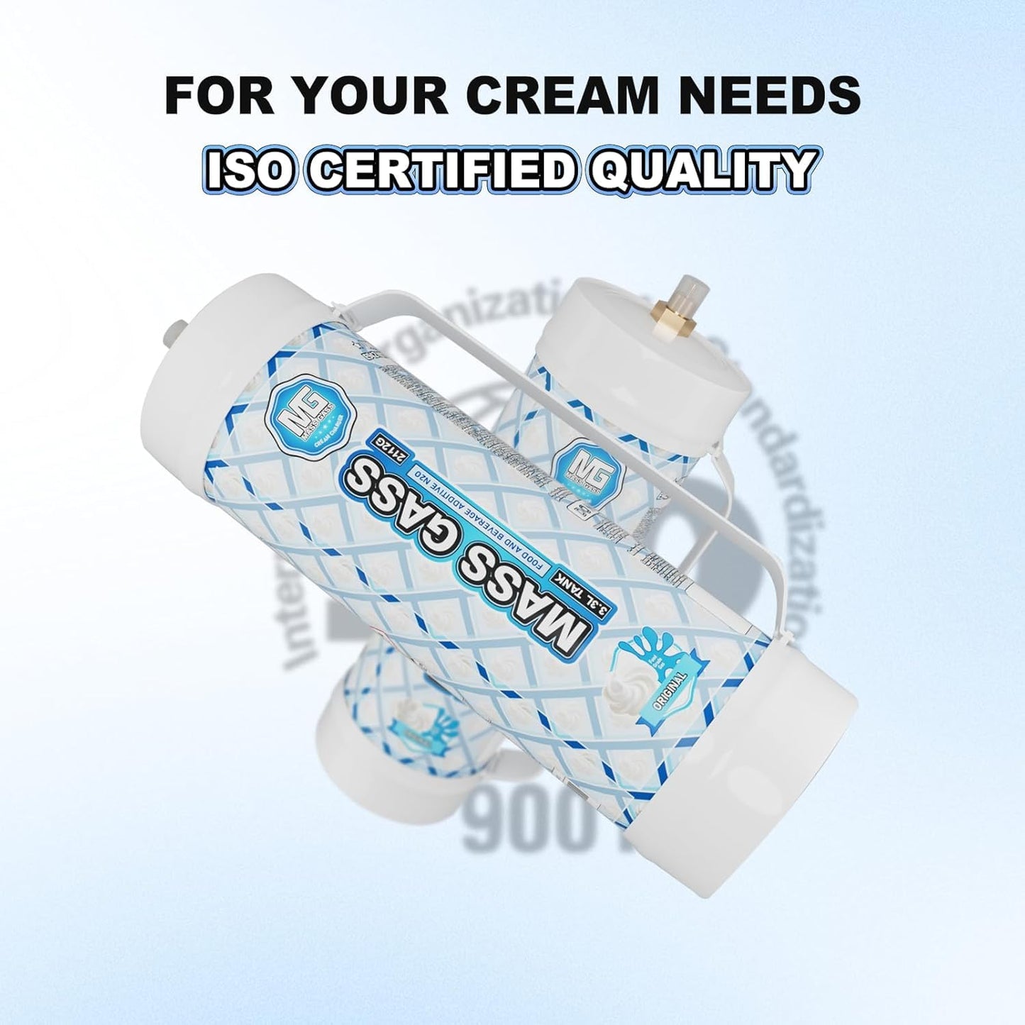 MassGass Whipped Cream Charger 2112g 3.3L Cream Chargr Unflavored Food Grade 99.9% Purity, 1-Pack