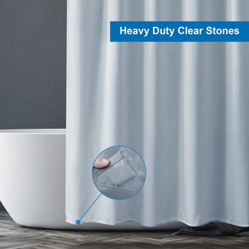 Amazer Light Gray Shower Curtain Liner, Light Gray Fabric Shower Liner, 2-in-1 Bathroom Shower Curtain and Liner, 12 Grommet Holes, Water Proof, Machine Washable, Hotel Quality, 72 x 72 Inches