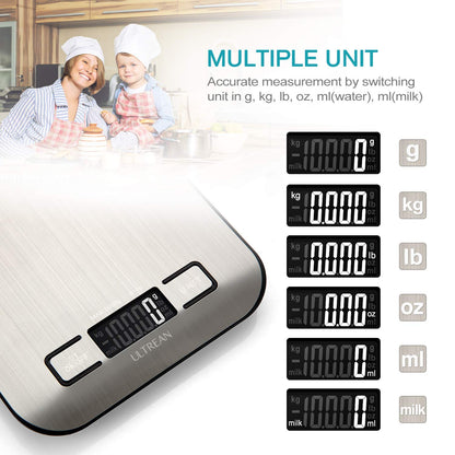 Ultrean Digital Kitchen Scale - Accurate LCD Display for Baking & Meal Prep | 11lb Capacity, 304 Stainless Steel