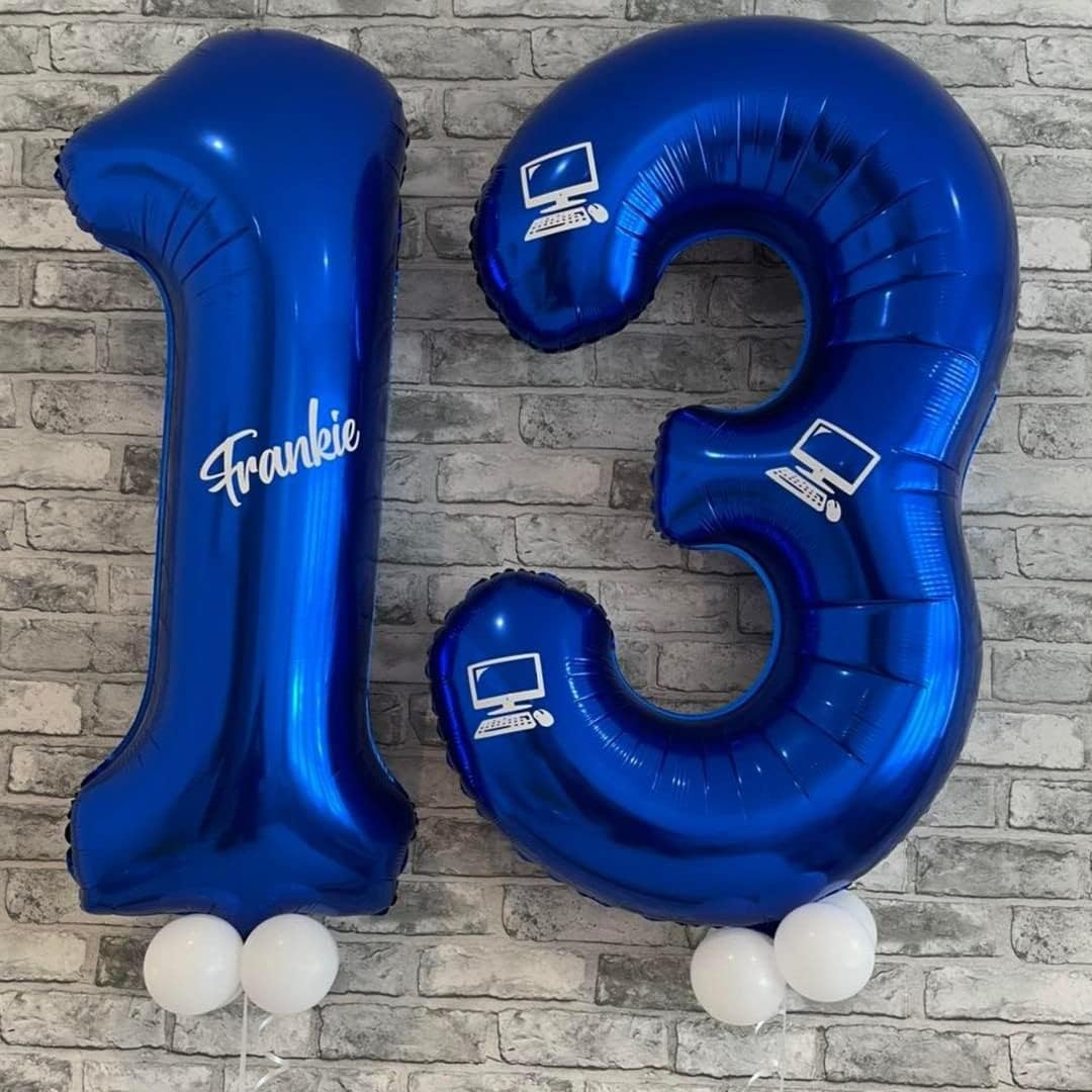 Skiennix 40-Inch Navy Blue Number 13 Balloon - Large Foil Mylar for Birthday, Graduation & Anniversaries