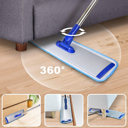 Skiennix 18" Microfiber Mop - Professional Floor Cleaning with Stainless Steel Handle & 4 Washable Pads