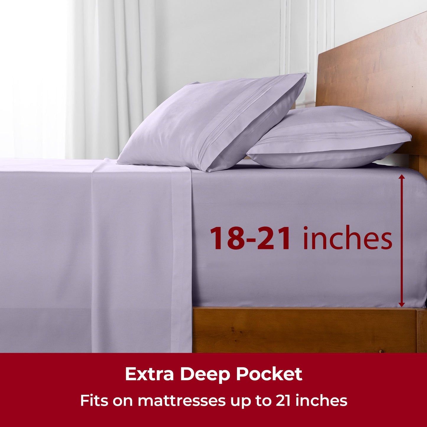 Mellanni Extra Deep Twin XL Sheets - 3 PC Iconic Collection Bedding - Hotel Luxury, Ultra Soft, Cooling Bed Sheets - Wrinkle, Fade, Stain Resistant (Twin Extra Long, Lavender)