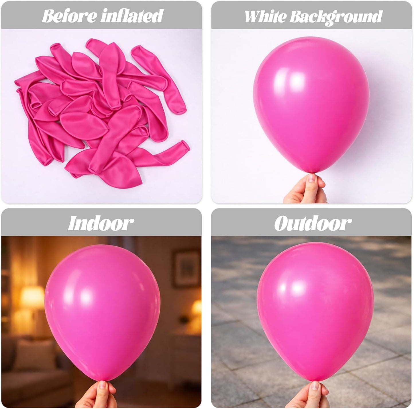 Voircoloria Hot Pink Balloons - 110pcs 12-Inch Dark Pink Latex for Parties & Celebrations