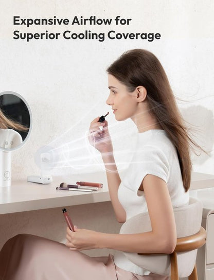 Aecooly Slim Portable Fan - USB Rechargeable Mini Handheld Fan | 24-Hour Max Cooling - White (2 Pack)