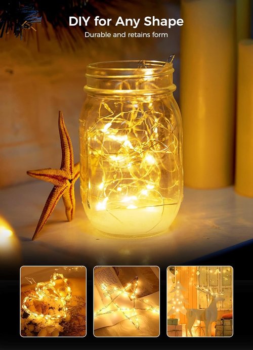 Brightown LED Fairy Lights - 12 Pack Waterproof Silver Wire String Lights | 7 Feet, 20 LEDs for Weddings & Parties