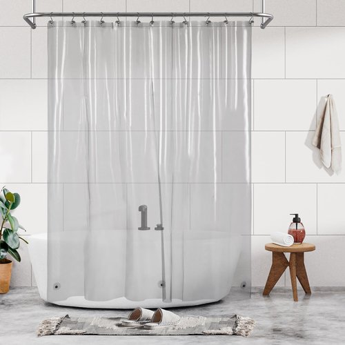 Barossa Design Shower Curtain Liner - Clear Black Premium PEVA Shower Liner with 3 Magnets and Metal Grommets, Waterproof Lightweight Standard Size Curtains for Bathroom - Translucent Black