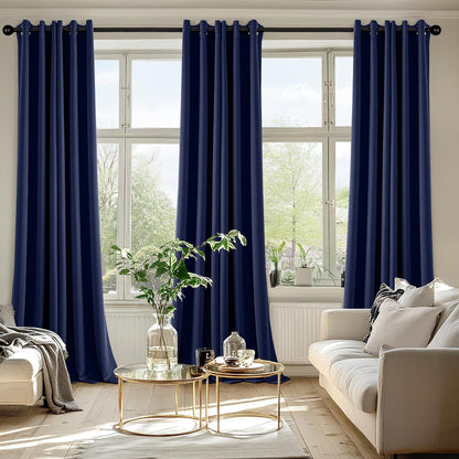 MIULEE Navy Blue Blackout Curtains - Thermal Insulated Room Darkening Drapes | 96 Inches Long, 2 Panels