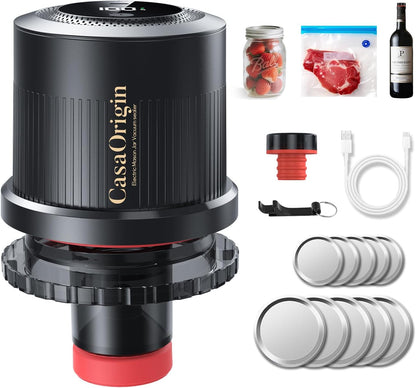 Skiennix Electric Mason Jar Vacuum Sealer Kit - Automatic Sealer for Canning & Food Storage | Fits Wide & Regular Mouth Jars