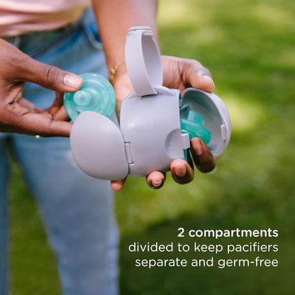 Ubbi On-the-Go Dual Pacifier Holder - Keeps Baby's Binkies Clean & Accessible | Portable Travel Accessory in Gray