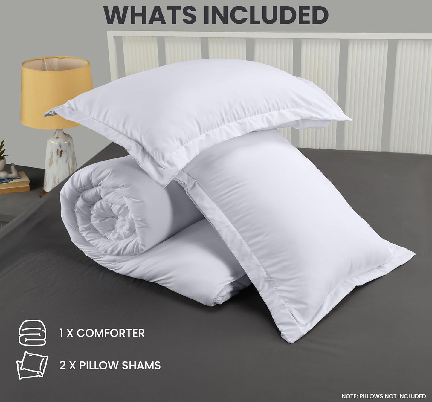 Utopia Bedding King Comforter Set - 3 Piece Soft Down Alternative Bedding | White, 90 x 102 Inches