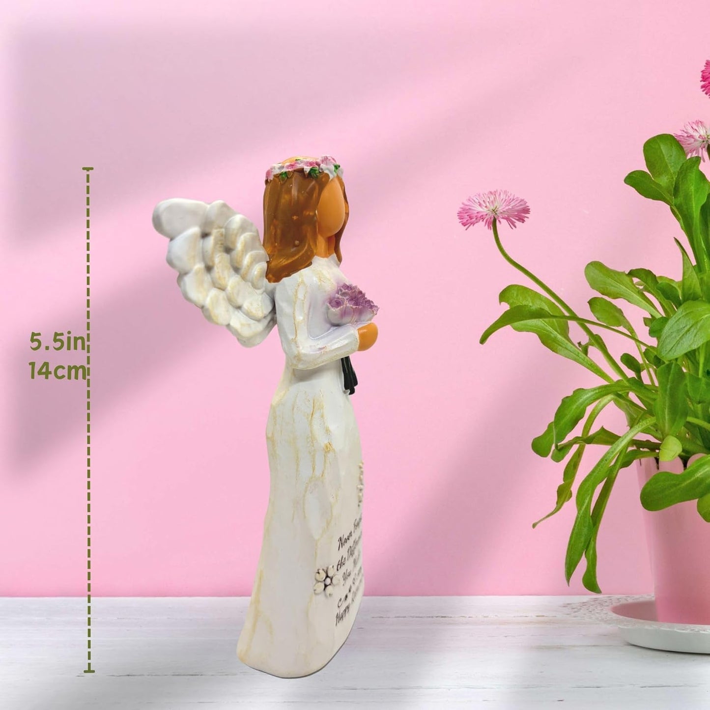 Skiennix Angel Figurine - 5.5” Retirement Gift with Card | Perfect for Coworkers & Friends (Purple)