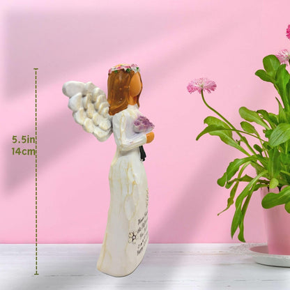 Skiennix Angel Figurine - 5.5” Retirement Gift with Card | Perfect for Coworkers & Friends (Purple)