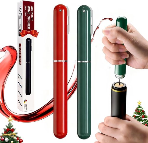 Air Pressure Wine Bottle Opener - NUCOKRS Special Pen Shape Design Corkscrew with Foil Cutter 3-7 Times to Open Green Red