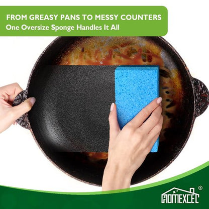 HOMEXCEL Extra Large Dish Sponge for Cleaning, Safe on Non-Stick Cookware, XL Non-Scratch Sponges Kitchen 6 Count, Dual Sided Scrub Sponges for Kitchen, Household, Bathroom and More
