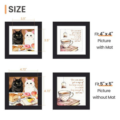upsimples 5x5 Picture Frame, Display Pictures 4x4 with Mat or 5x5 Without, Wall Hanging Photo Frames, Black, 1 Pack