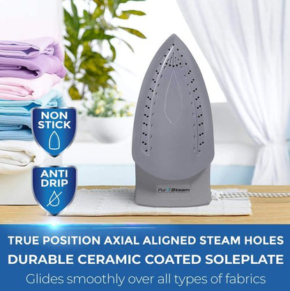 Pursteam Steam Iron for Clothes 1800W with LCD Screen, Nonstick Ceramic Soleplate, Auto Shutoff, Anti-Drip, Self-Cleaning