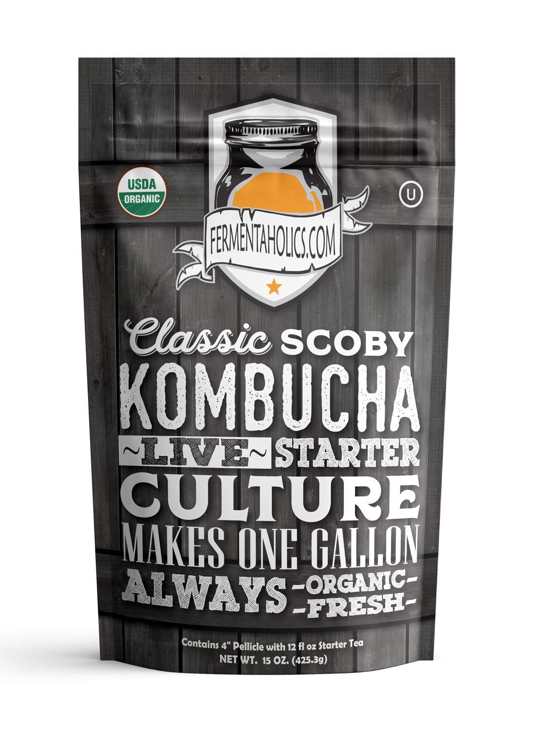 Fermentaholics Ingredient Kit - Classic Kombucha, Brews 1-Gallon, Organic, Kosher