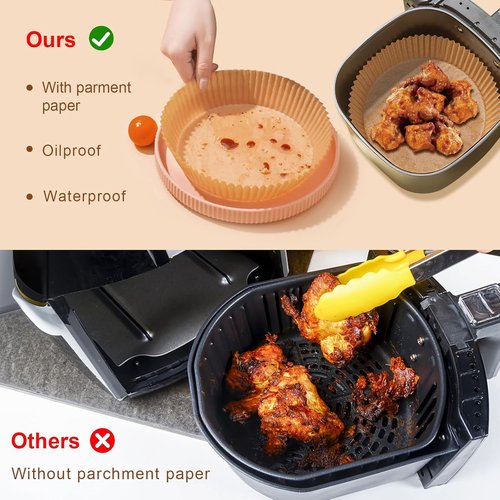 Air Fryer Liners | 100PCS Non-Stick Parchment Paper for 2-5QT Air Fryers - 6.3 Inch Round