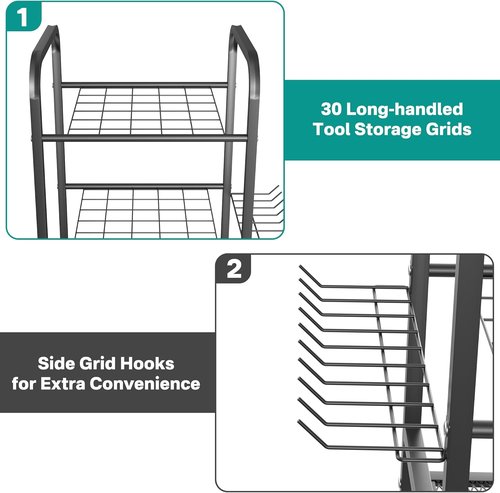 EVERHANGER Garden Tool Organizer - Durable Storage Solution for Indoor/Outdoor Use | Yard Tool Stand