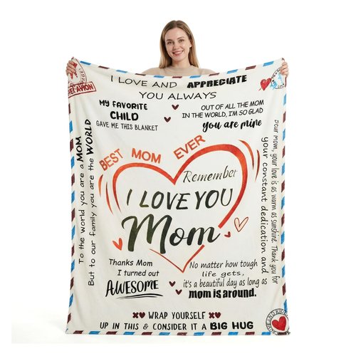 Mothers Day Blanket, Super Soft Throw Blanket,Mother's Day,Anniversary and Birthday Gifts for Mom from Daughter Son, Warm Personalized (60x80)