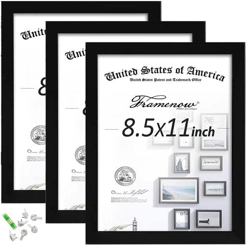 8.5x11 Picture Frames Set of 3 by [Brand Name] - Shatter-Resistant Glass for Wall & Tabletop Display