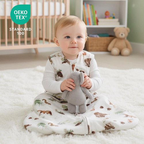 david's kids 100% Organic Cotton Baby Sleep Sack 6-12 Months, Soft Baby Wearable Blankets with 2-Way Zipper, 2 Pack Comfy Sleeping Bags for Infant Newborn Boys Girls, Medium Size, Woodland