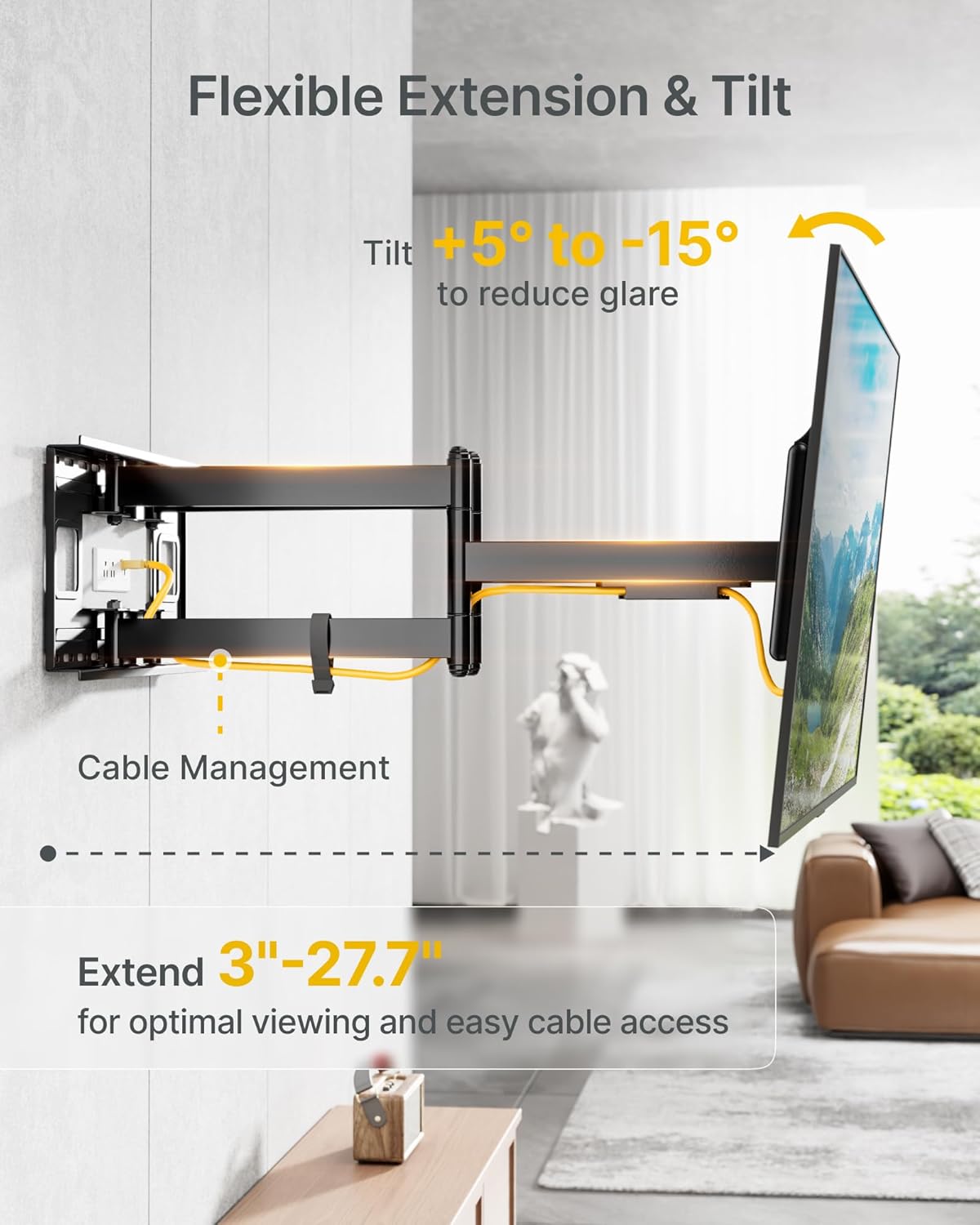 monTEK Heavy Duty XXL Full Motion TV Wall Mount - Fits 60-120 Inch TVs, Holds 265 lbs, Swivel & Tilt